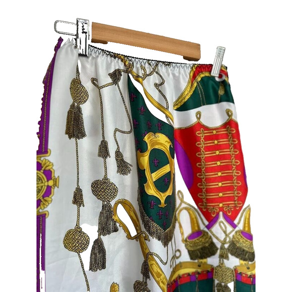 Le Temps des Cerises Midi Silk Skirt Retro Whimsy Artsy Art Royal Ruffle Small - Picture 4 of 7